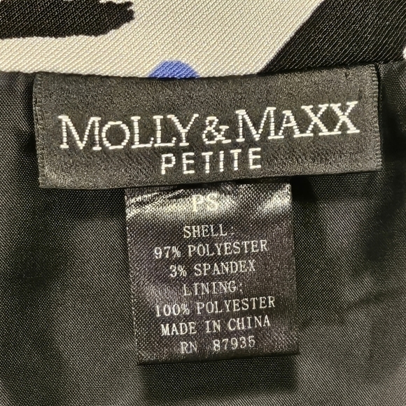 Molly & Maxx floral Zip Up Dress Jacket, Black, White, Periwinkle Size PS - Picture 6 of 7